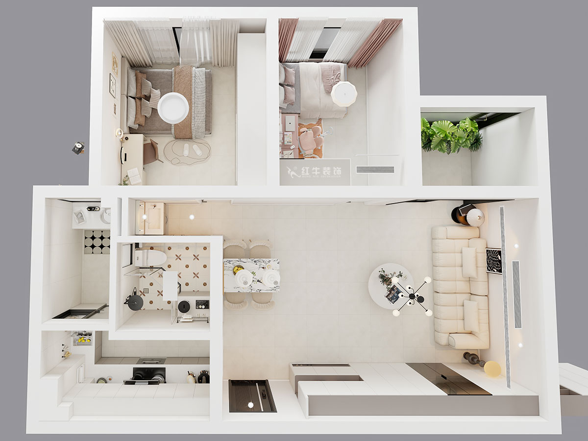 朱明琪|金鼎灣花園1-2-2004-87㎡-現(xiàn)代簡(jiǎn)約風(fēng)格|2室2廳1衛(wèi)|老房裝修|定制家|全包10萬(wàn)|00_04鳥(niǎo)瞰圖