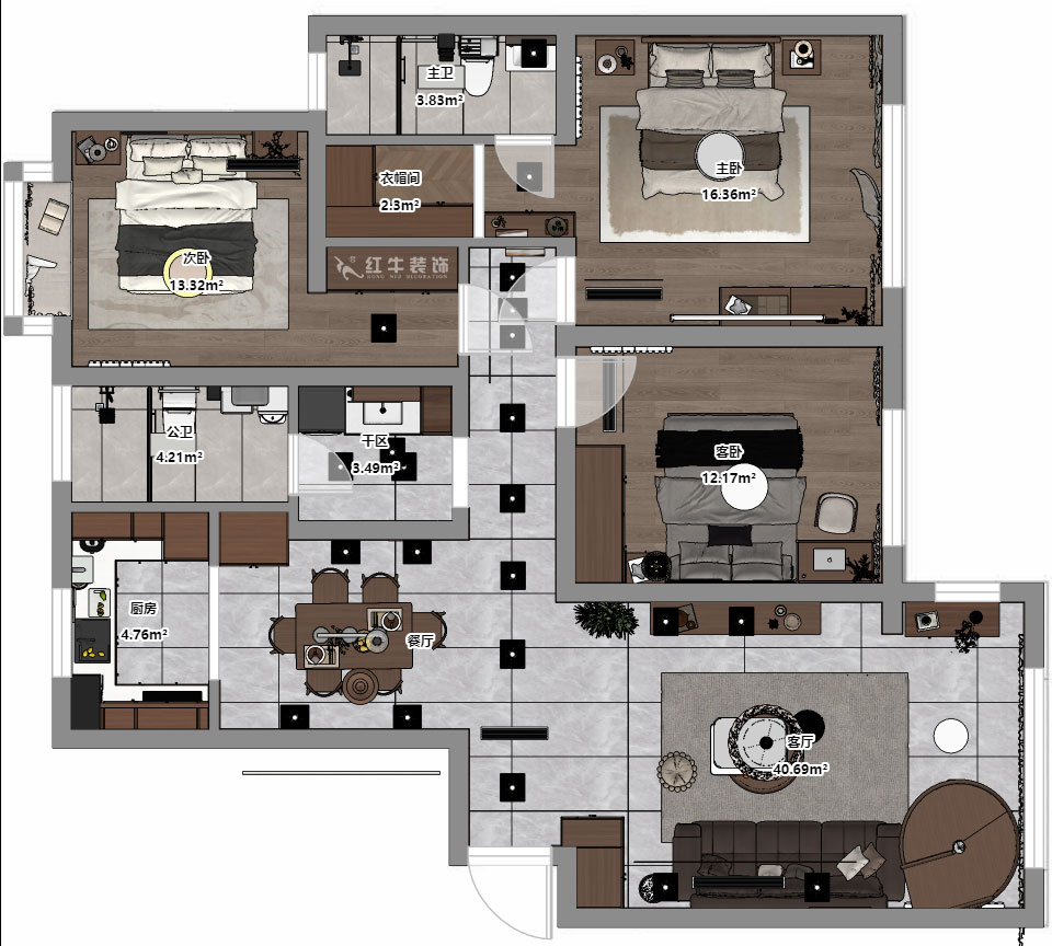 朱彥|聚寶山莊海棠街區(qū)5-1203-130㎡-現(xiàn)代簡約風(fēng)格|3室2廳2衛(wèi)|老房改造|定制家|全包16萬|00_03平面彩圖