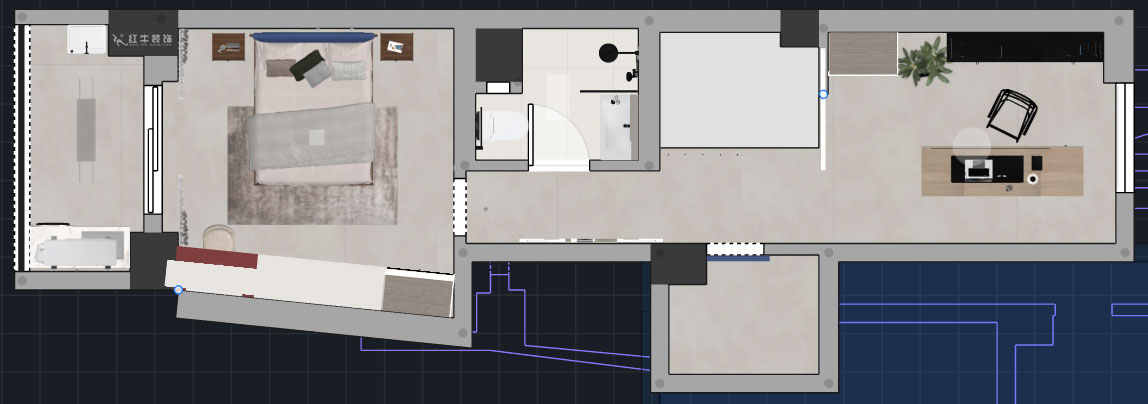 蔣?。ヌ陨郴ǔ?-1705-105㎡-現(xiàn)代簡約風(fēng)格｜2室2廳1衛(wèi)｜老房裝修｜定制家｜全包15萬｜00_06二層平面彩圖