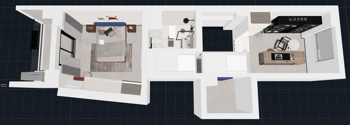 蔣?。ヌ陨郴ǔ?-1705-105㎡-現(xiàn)代簡約風(fēng)格｜2室2廳1衛(wèi)｜老房裝修｜定制家｜全包15萬｜00_08二層鳥瞰圖