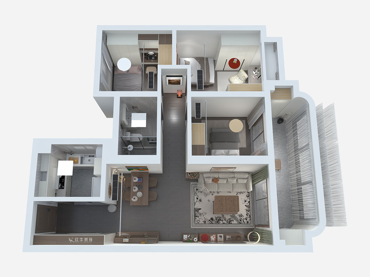 熊皓宇｜高科紫堯星院-90㎡-現(xiàn)代原木風(fēng)｜3室2廳1衛(wèi)｜精裝修改造｜00_02鳥瞰圖