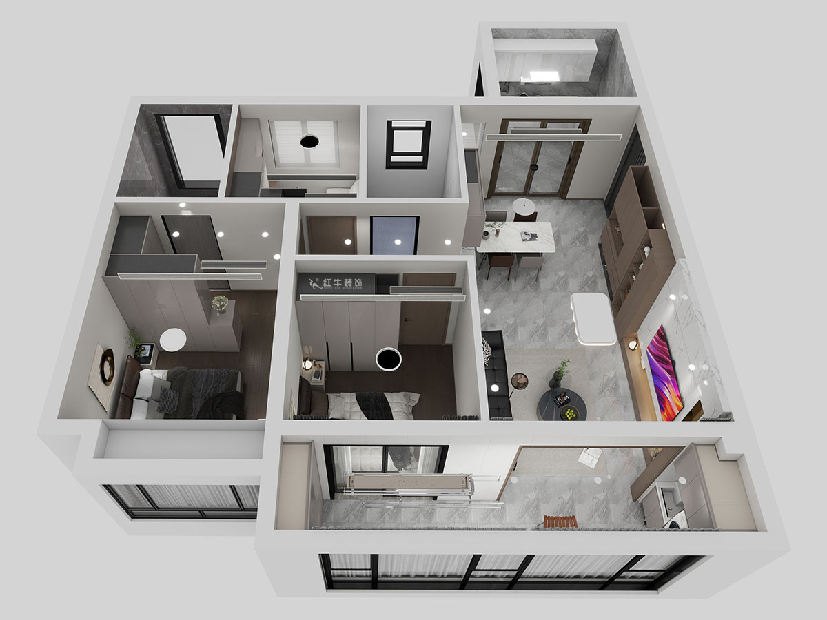 熊皓宇｜華發(fā)四季雅筑-120㎡-現(xiàn)代風(fēng)格｜3室2廳2衛(wèi)｜精裝修改造｜00_02鳥瞰圖