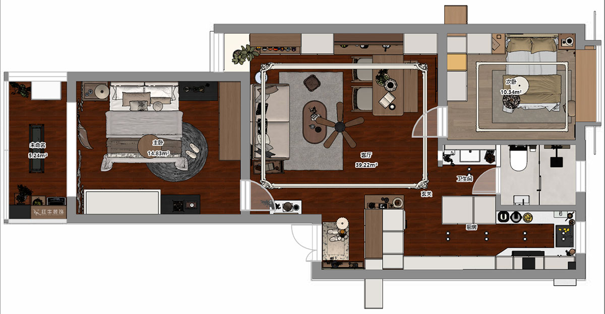 朱明琪|一品嘉園1-29-505-84㎡-中古風(fēng)|2室1廳1衛(wèi)|老房裝修|定制家|全包13